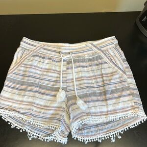 Maurices Striped Short Shorts with Fringe Size Small
